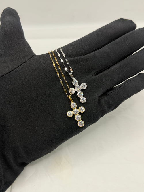 Collana croce tonda big oro