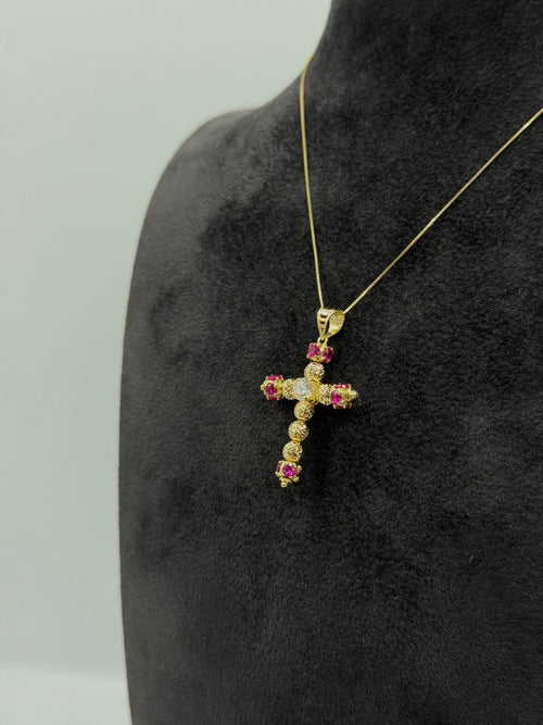 Collana croce MILLELUCI pietre colorate oro