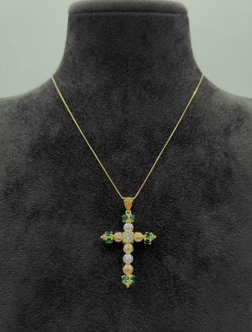 Collana croce MILLELUCI pietre colorate oro