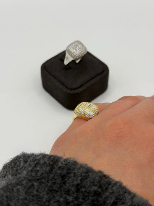 Anello SQUARE PAVE’ argento