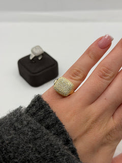 Anello SQUARE PAVE’ argento