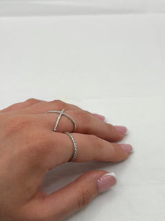 Anello incrocio zirconato argento
