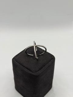 Anello incrocio zirconato argento