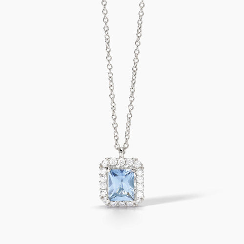 Collana punto luce square ACQUAMARINA argento