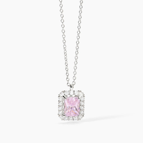 Collana punto luce square ROSA argento
