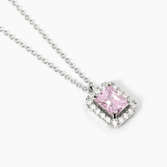 Collana punto luce square ROSA argento