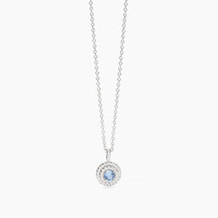 Collana punto luce ACQUAMARINA tondo argento