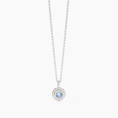 Collana punto luce ACQUAMARINA tondo argento