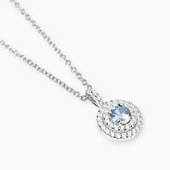 Collana punto luce ACQUAMARINA tondo argento