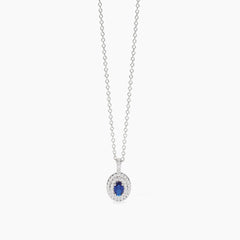 Collana punto luce BLU zaffiro tondo argento
