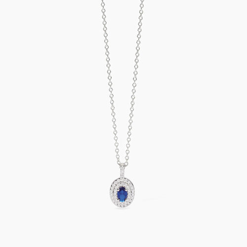 Collana punto luce BLU zaffiro tondo argento