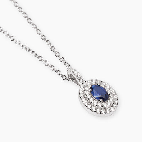 Collana punto luce BLU zaffiro tondo argento