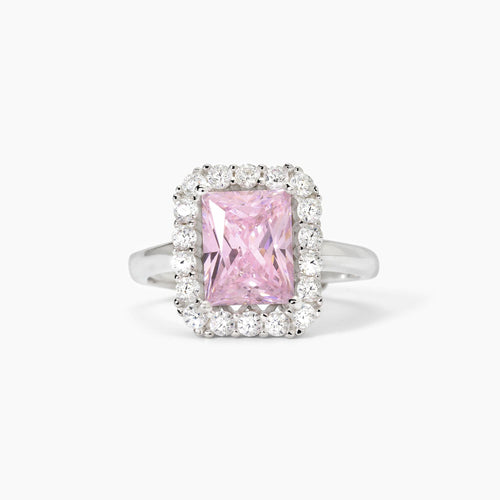 Anello square ROSA argento