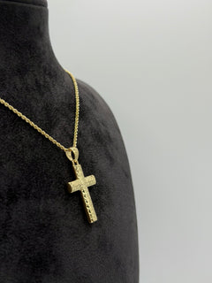 Collana croce scatolata diamantata oro