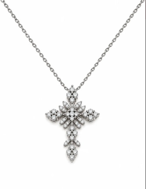 Collana croce fantasia SMALL oro e diamanti
