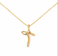 Collana croce farfalla oro e diamanti