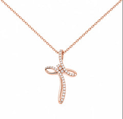 Collana croce farfalla oro e diamanti