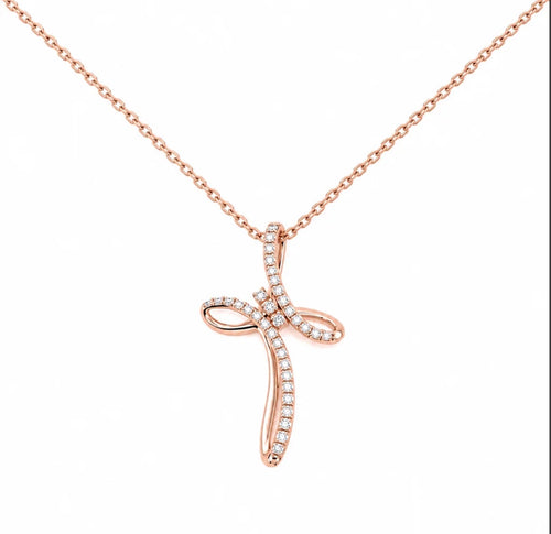 Collana croce farfalla oro e diamanti