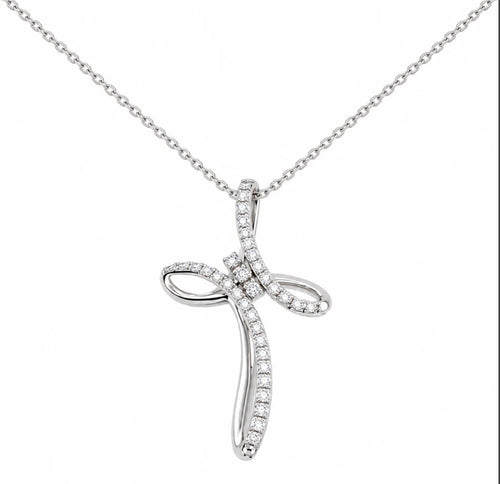 Collana croce farfalla oro e diamanti