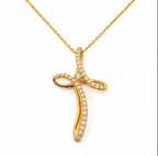 Collana croce farfalla oro e diamanti