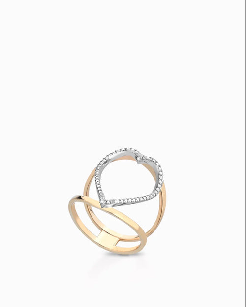Anello cuore oro 9ct e diamanti