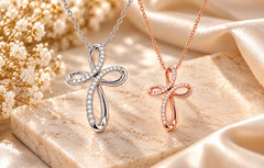 Collana croce fantasia oro e diamanti
