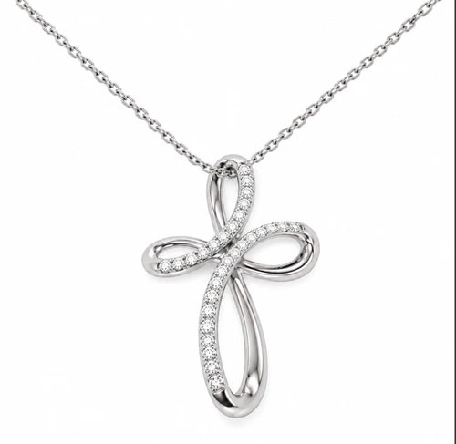 Collana croce fantasia oro e diamanti
