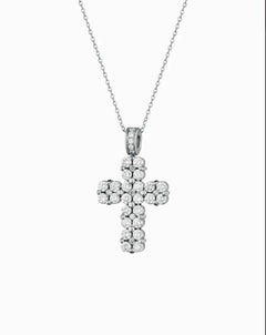 Collana croce quadrata BIG oro e diamanti