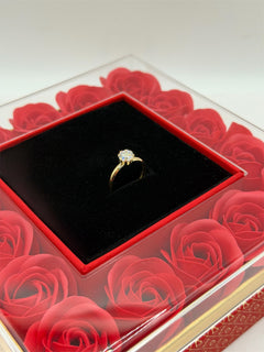 Anello solitario tondo oro + box rose🌹
