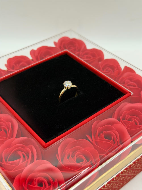 Anello solitario tondo oro + box San Valentino 🌹