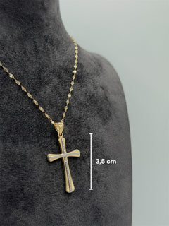 Collana croce bicolore oro