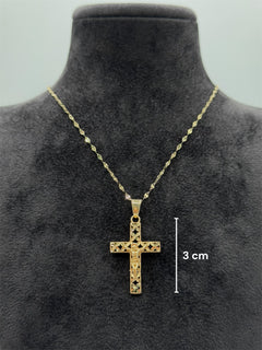 Collana croce con Cristo lavorata oro