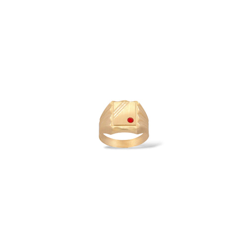 Anello scudo con rubino oro uomo
