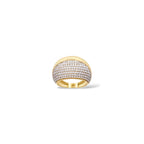 Anello bombato liscio-zirconato oro