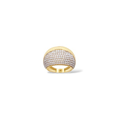 Anello bombato liscio-zirconato oro