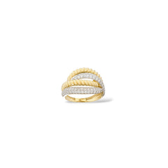 Anello fasce bicolore oro