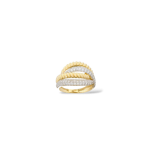 Anello fasce bicolore oro