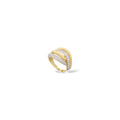 Anello fasce bicolore oro